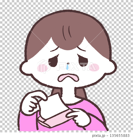 Illustration of a woman with a runny nose 135655883