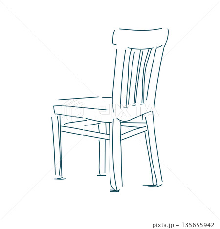 ラフタッチな背面から見た椅子の絵(透過性のラインアート) ラフタッチな背面から見た椅子の絵(透過性のラインアート) 135655942