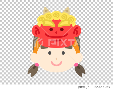 戴著紅色惡魔面具的女孩圖示插圖 戴著紅色惡魔面具的女孩圖示插圖 135655965