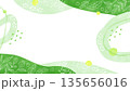 植物の線画の背景フレーム オーガニックな水彩イラスト枠（グリーン） 135656016