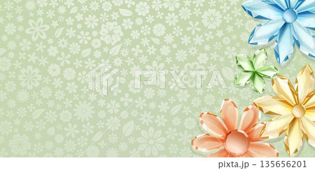 Crystal flowers on pale green background. Crystal flowers on pale green background. 135656201