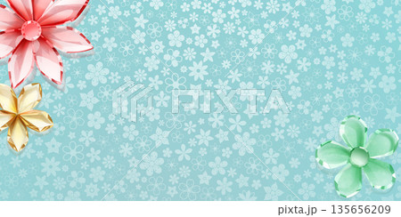 Crystal flowers on floral background. Crystal flowers on floral background. 135656209