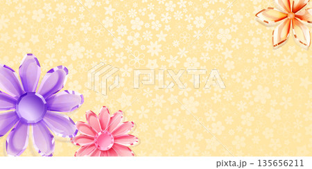Crystal flowers on yellow background. Crystal flowers on yellow background. 135656211