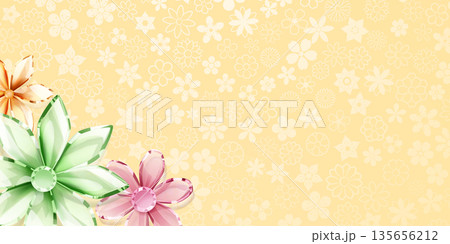 Crystal flowers on yellow background. Crystal flowers on yellow background. 135656212