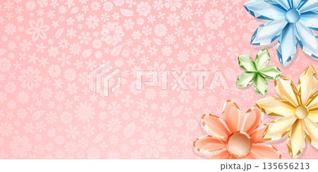 Crystal flowers on pink background. Crystal flowers on pink background. 135656213