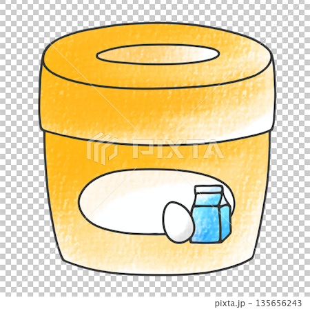 A simple, loose cup of custard spread in an analog style 135656243