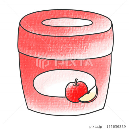 ゆるめシンプルなカップのリンゴジャム　アナログ風 135656289