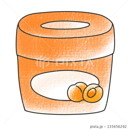 ゆるめシンプルなカップのアンズジャム　アナログ風 135656292