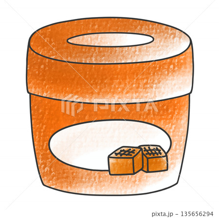 ゆるめシンプルなカップのキャラメルスプレッド　アナログ風 135656294