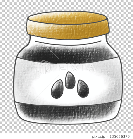 A simple, analog-style sesame jam in a loose jar A simple, analog-style sesame jam in a loose jar 135656379