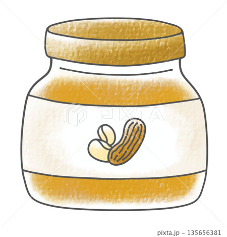 ゆるめシンプルな瓶のピーナッツジャム　アナログ風 135656381