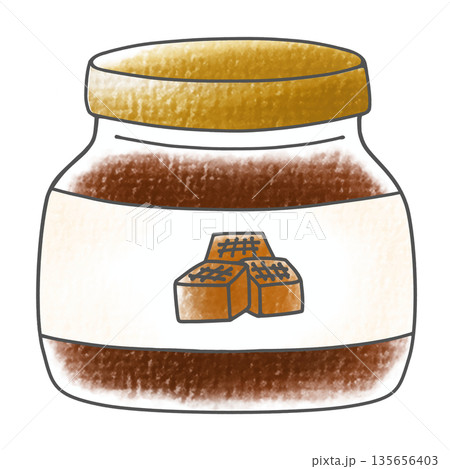 ゆるめシンプルな瓶のキャラメルスプレッド　アナログ風 135656403