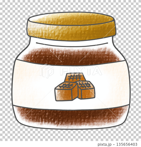 ゆるめシンプルな瓶のキャラメルスプレッド　アナログ風 135656403