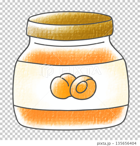 ゆるめシンプルな瓶のアンズジャム アナログ風 ゆるめシンプルな瓶のアンズジャム アナログ風 135656404