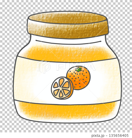ゆるめシンプルな瓶のオレンジジャム　アナログ風　 135656405