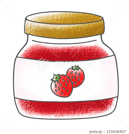 ゆるめシンプルな瓶のイチゴジャム　アナログ風 135656407