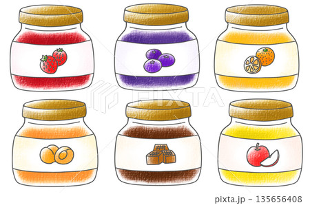 ゆるめシンプルな瓶詰めジャムセット1　アナログ風 135656408