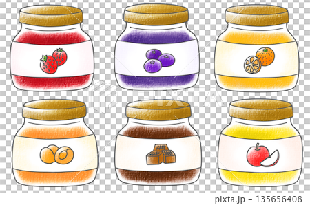 ゆるめシンプルな瓶詰めジャムセット1　アナログ風 135656408