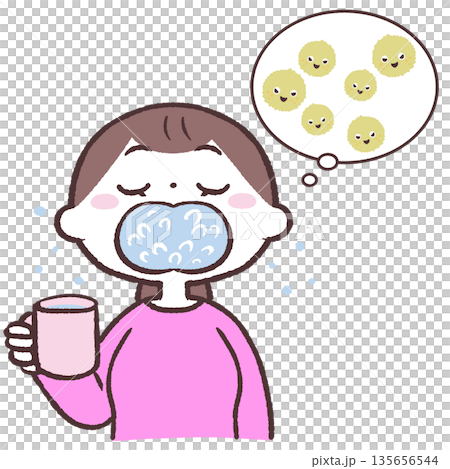 圖：一名女子漱口以沖洗掉花粉 135656544