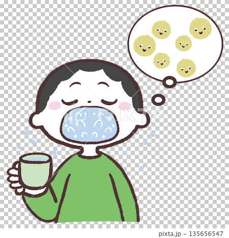 うがいで花粉を流す男の子のイラスト 135656547