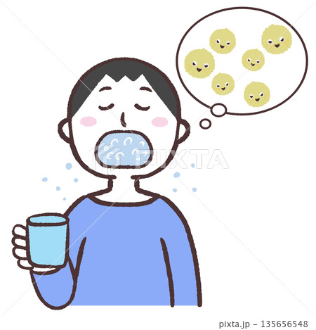 うがいで花粉を流す男性のイラスト 135656548