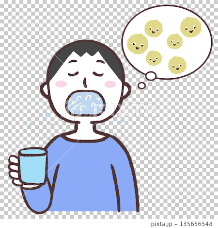 うがいで花粉を流す男性のイラスト 135656548