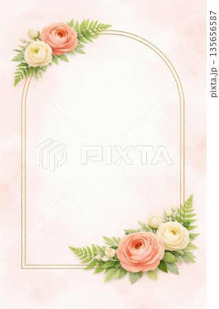 結婚式の招待状やメッセージカードに最適なボタニカル背景素材 結婚式の招待状やメッセージカードに最適なボタニカル背景素材 135656587