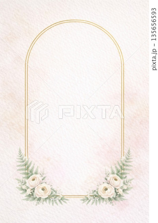 結婚式の招待状やメッセージカードに最適なボタニカル背景素材 135656593