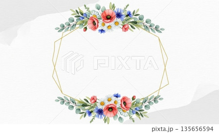 結婚式の招待状やメッセージカードに最適なボタニカル背景素材 135656594