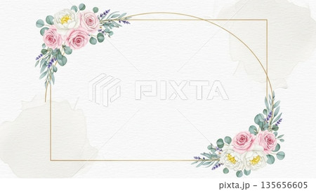 結婚式の招待状やメッセージカードに最適なボタニカル背景素材 135656605