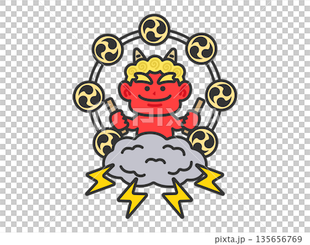 Illustration of a red demon thunder icon (line drawing color) Illustration of a red demon thunder icon (line drawing color) 135656769