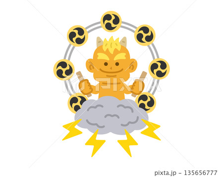 黄鬼の雷様のアイコンのイラスト 135656777