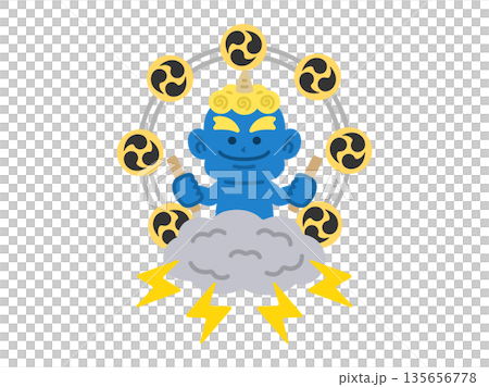 Illustration of a blue demon thunder icon 135656778