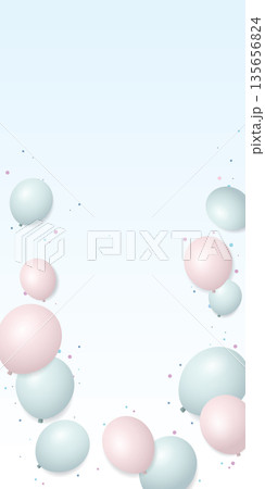 Celebration party banner with pastel color balloons vector illustration. Grand Opening greeting card template. 135656824