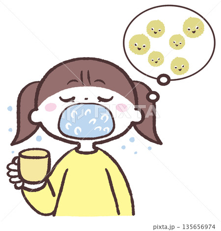 うがいで花粉を流す女の子のイラスト 135656974