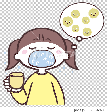 うがいで花粉を流す女の子のイラスト 135656974