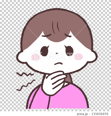 一位喉嚨痛的女性的插圖 135656978
