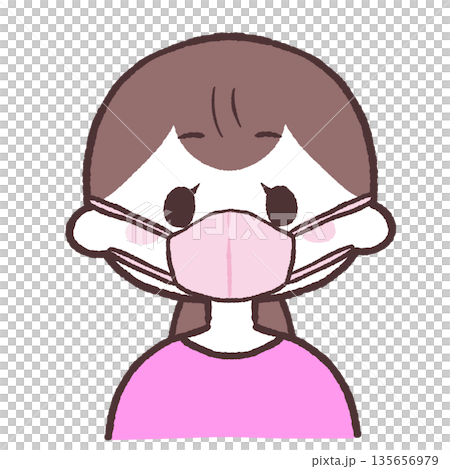 戴著面具的女人的插圖 135656979