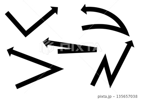 跳ね返る黒の矢印セット　シンプル　線幅変更可能 135657038