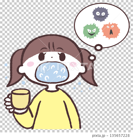 圖：一個女孩漱口以排出病毒 135657228