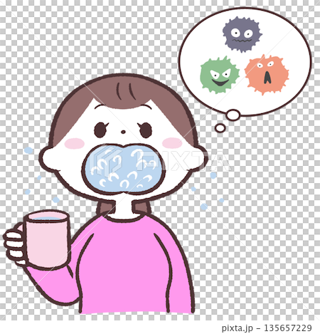 圖：一名女子漱口以排出病毒 135657229