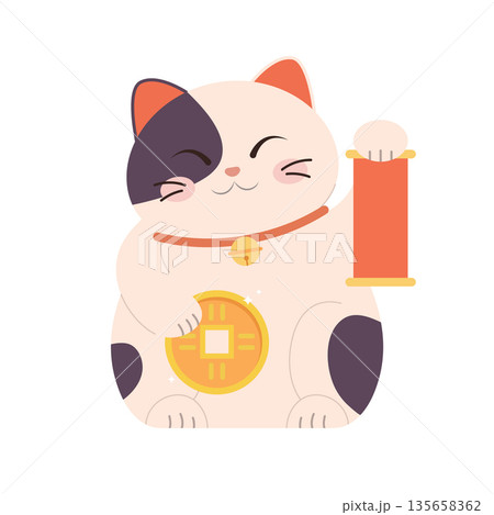 Cute maneki neko cat. japanese wish doll. 135658362