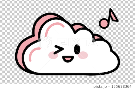 かわいいシンプルなクラウドサービスのイメージアイコン 135658364