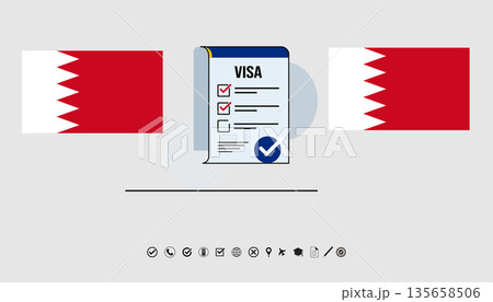 Visa Application Document With Bahrain Flags And Travel Theme For International Travel. 135658506