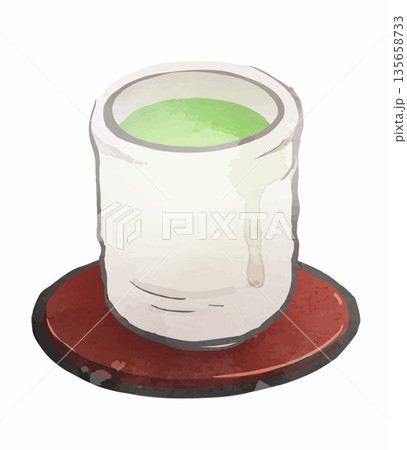 お茶 湯呑に入った日本茶のイラスト7 お茶 湯呑に入った日本茶のイラスト7 135658733