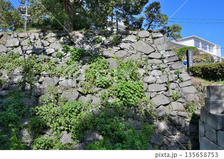 肥後熊本古城と崩落石垣を保管している様子 135658753