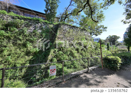 肥後熊本古城と崩落石垣を保管している様子 肥後熊本古城と崩落石垣を保管している様子 135658762