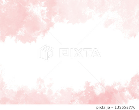 ピンクの水彩背景・絵の具の飛び散り・バレンタインやウェディングの招待状・春の挨拶状・余白 135658776