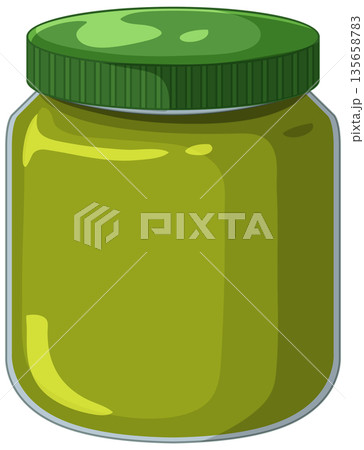 Green Glass Jar with Screw Top Lid Vector Illustration 135658783