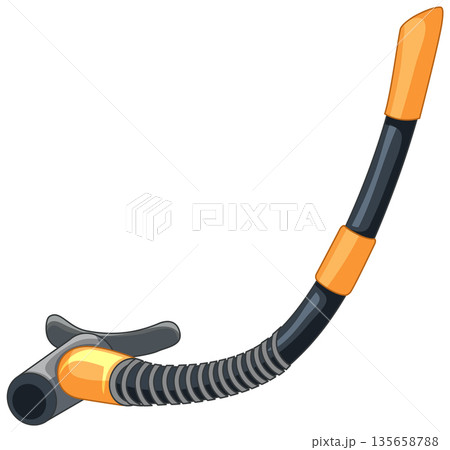 Orange and Black Diving Snorkel Tube Vector Illustration on White Background 135658788